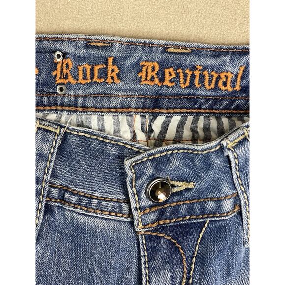 Rock Revival Jeans Womens 27 Blue Patti Boot Low Rise Cut Off Raw Hem Denim - Picture 4 of 16